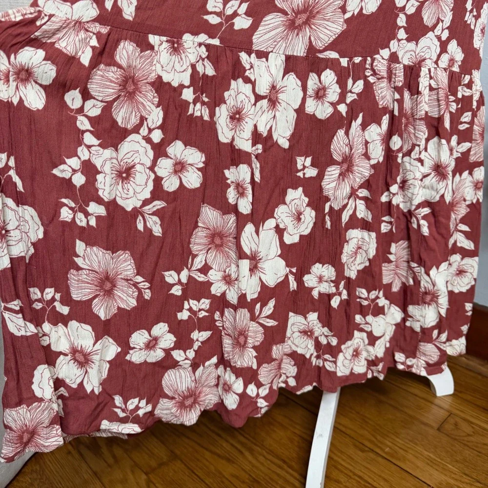 Abercrombie & Fitch Maxi Dress Floral Tie-Shoulder Plunge Neck Women's Small